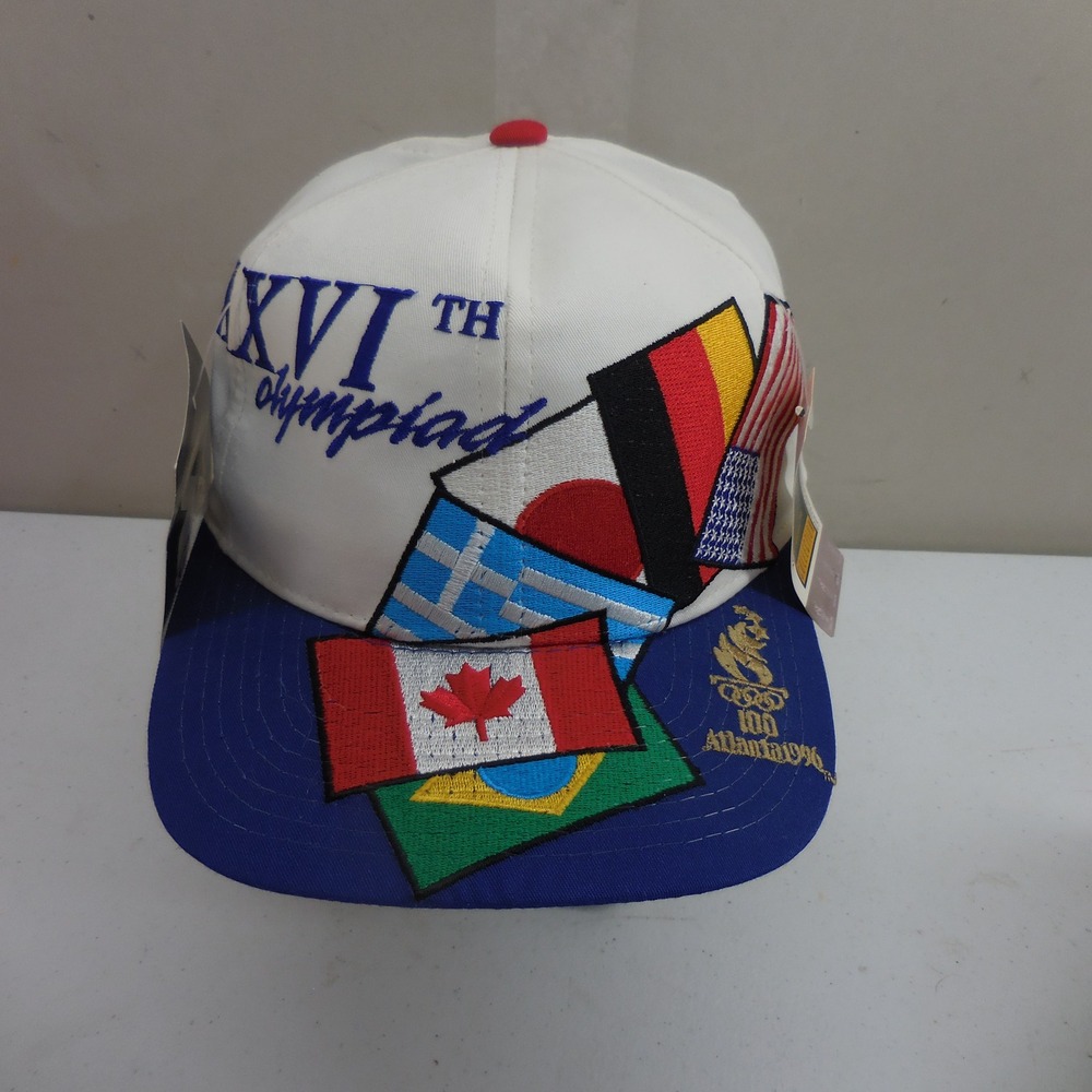 Vintage 1996 Atlanta Olympics Starter Snapback Hat XXVI Olympiad Flags NWT White